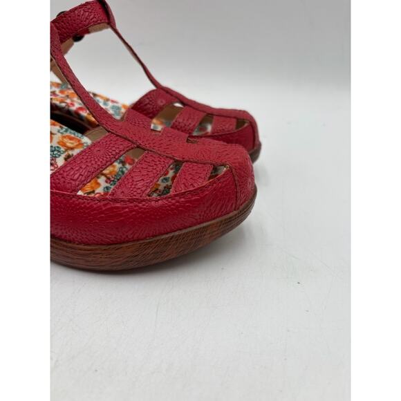 Alegria SUMMER SUM-7530 Women's NEW Leather Wedge Sandal Red EU Size 37 NIB - Picture 2 of 11